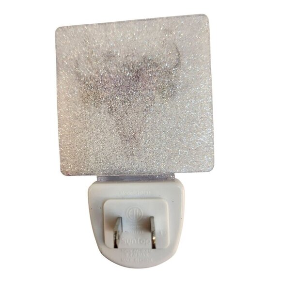 Decorative Skull & Floral Night Light Plug-In With Glitter Finish - Picture 2 of 7